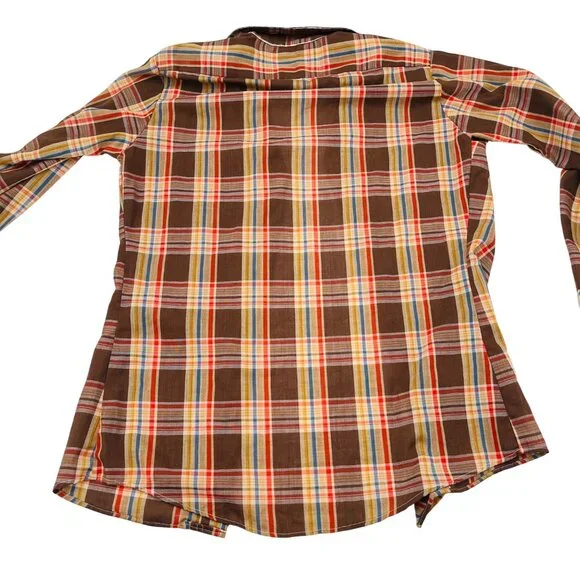 Vintage‎ McGregor Mens Plaid Button-Up Shirt Size 18 Brown Orange - Picture 4 of 4